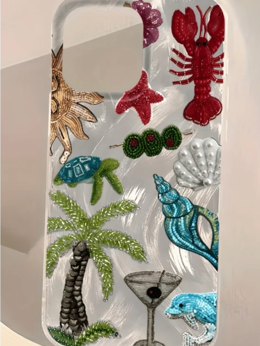 Tropical Embellished Sequin iPhone Case with Sea Life Motifs iPhone 17 pro max